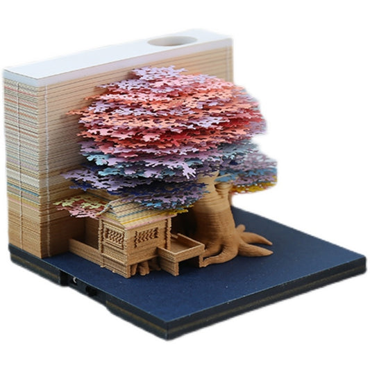3D Sakura Tree Temple Memo Notepad with Magic Light